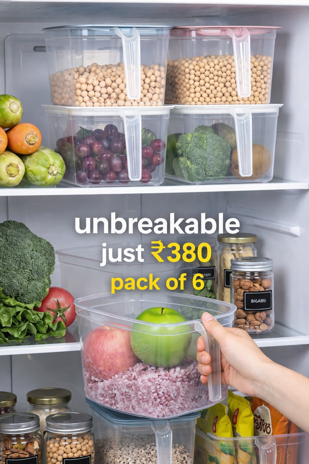 Unbreakable kitchen storage Basket (Pack of 6)